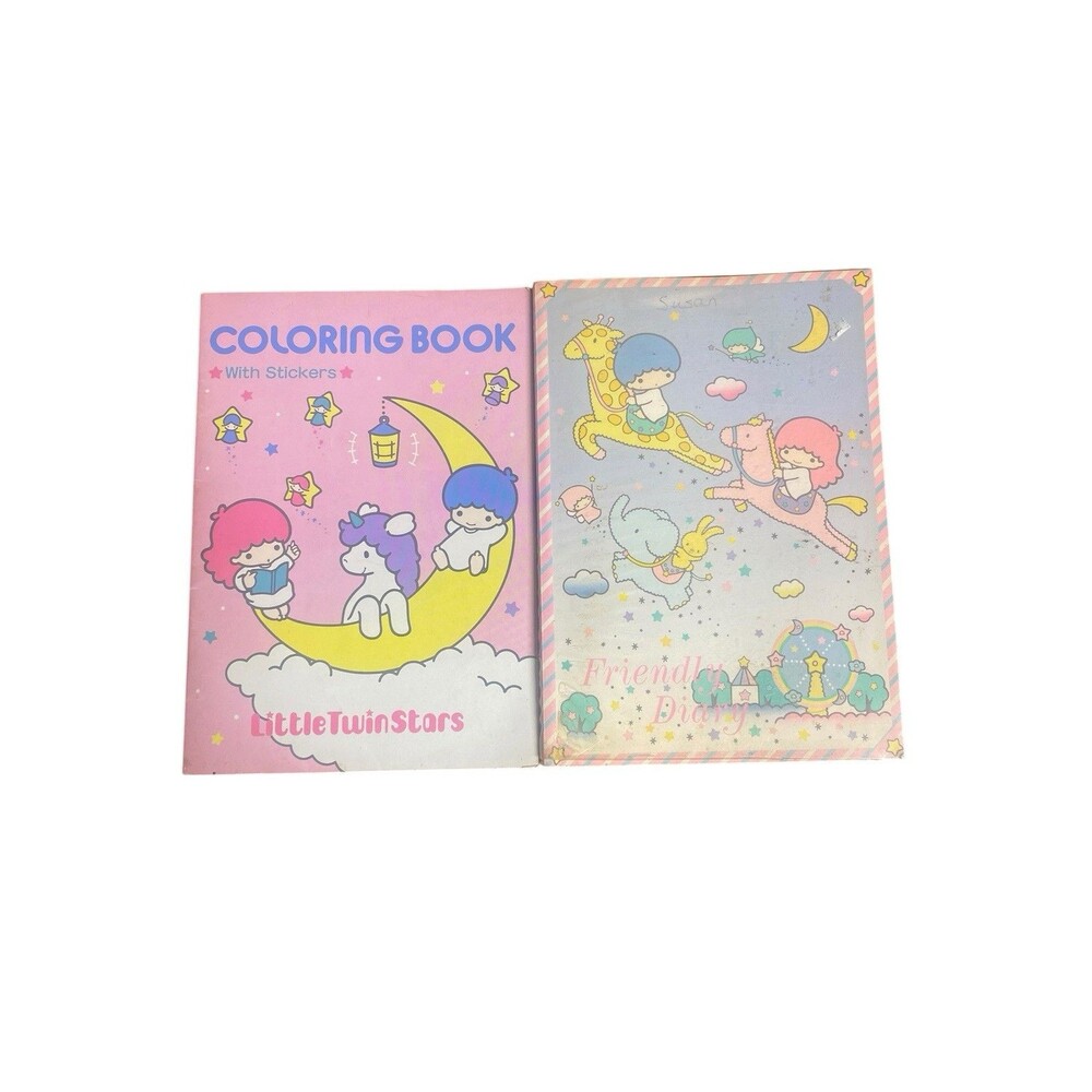 Little Twin Stars 1991 Diary & Coloring Book Bundle Vtg Sanrio